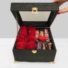 Leather Chocolate & Flower Box – Elegant Gift Option
