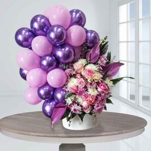 Pink Flower Box with Balloons Model Rangarang
