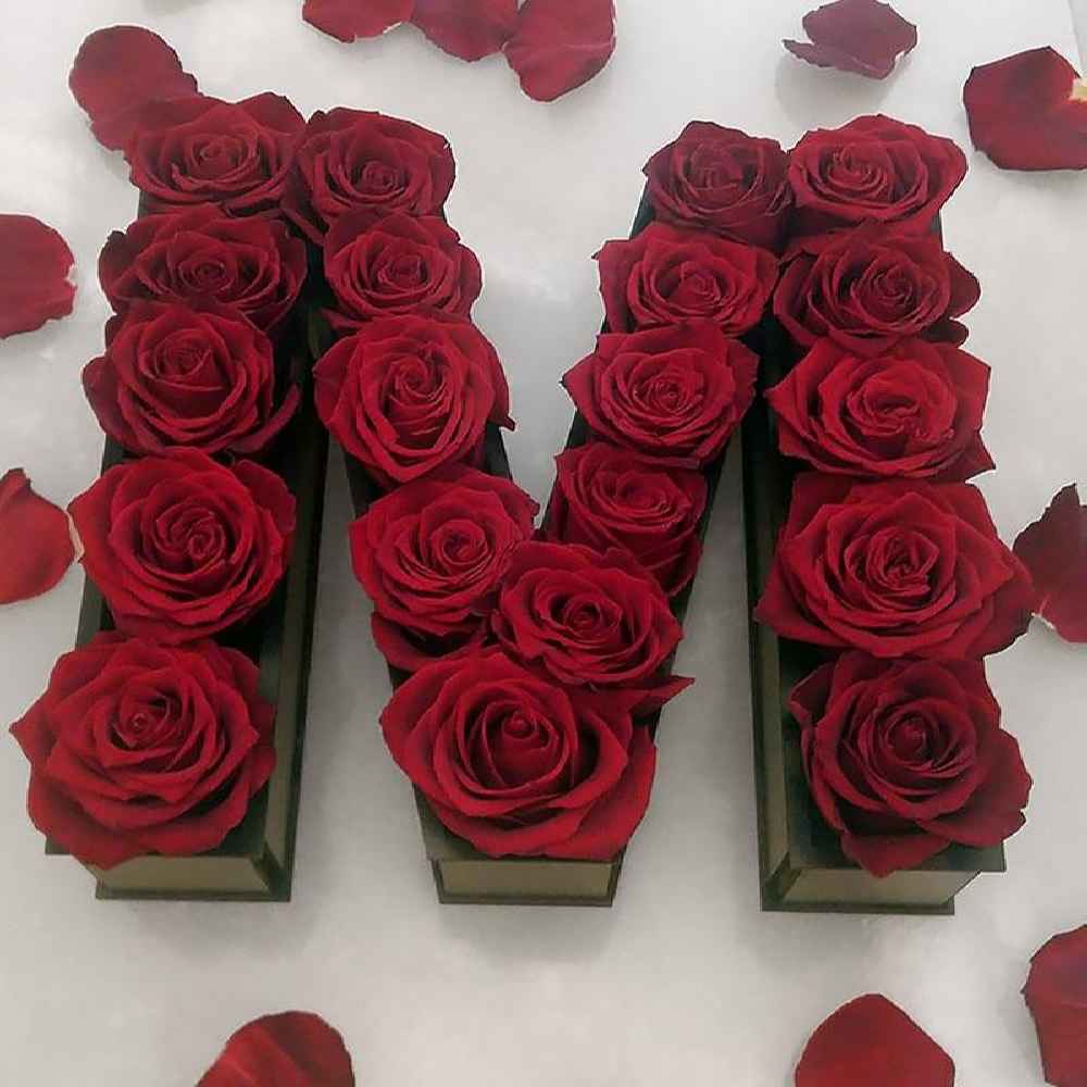 Red Rose Flower Box Model Letters