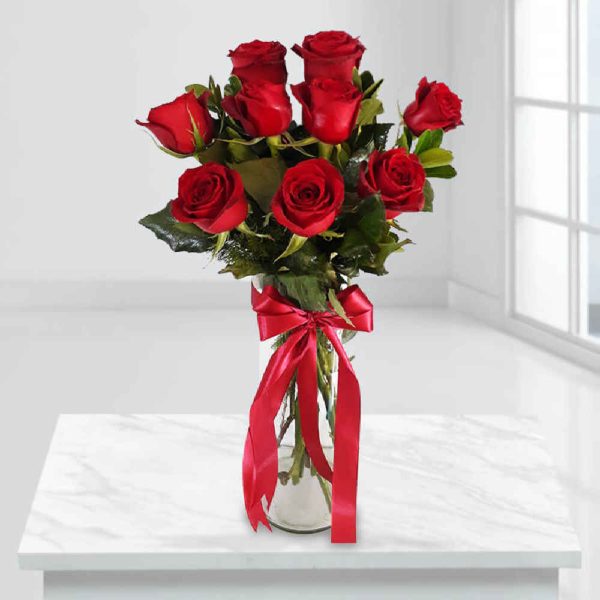 Red Rose Flower Vase Model Luxe