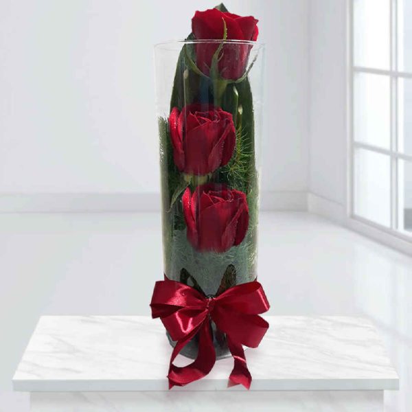 Red Rose Flower Vase Model Tava