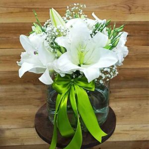 White Lily Flower Vase Model Romantic