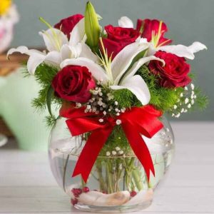White and Red Flower Vase
