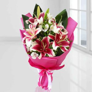 Pink Lilium Flower Bouquet