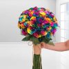 Rainbow Roses Flower Bouquet Model Alma