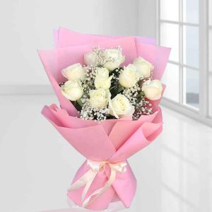 White Rose Flower Bouquet Model Pinar