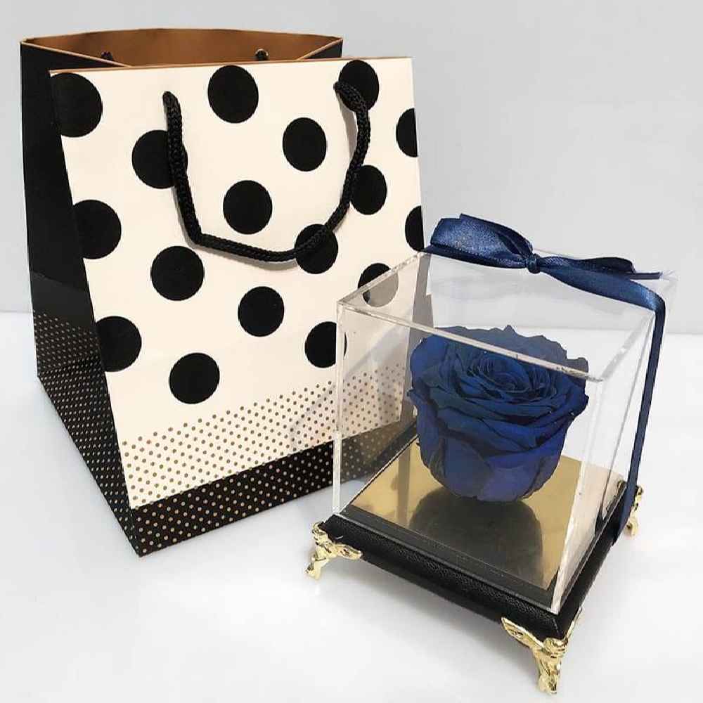 Blue Eternal Rose & Personalized Chocolate Box