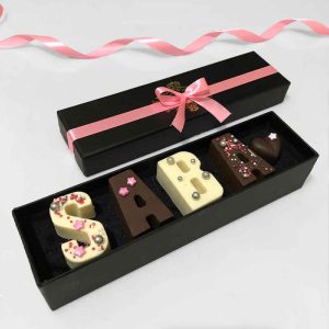 Customized Name Chocolate Box Pink Ribbon