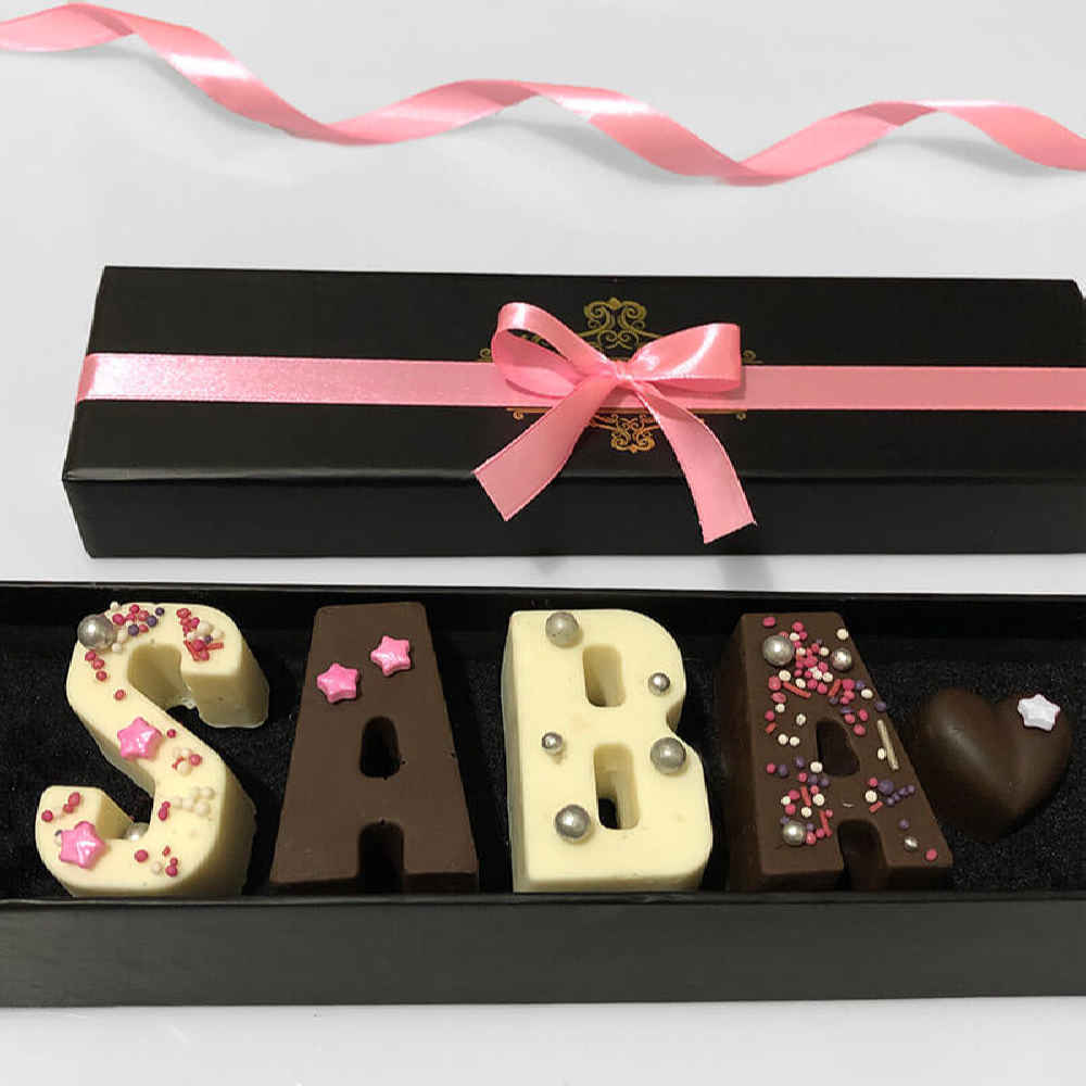 Customized Name Chocolate Box Pink Ribbon