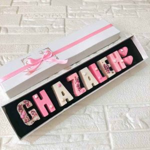 Customized Name Chocolate Box Pink & White
