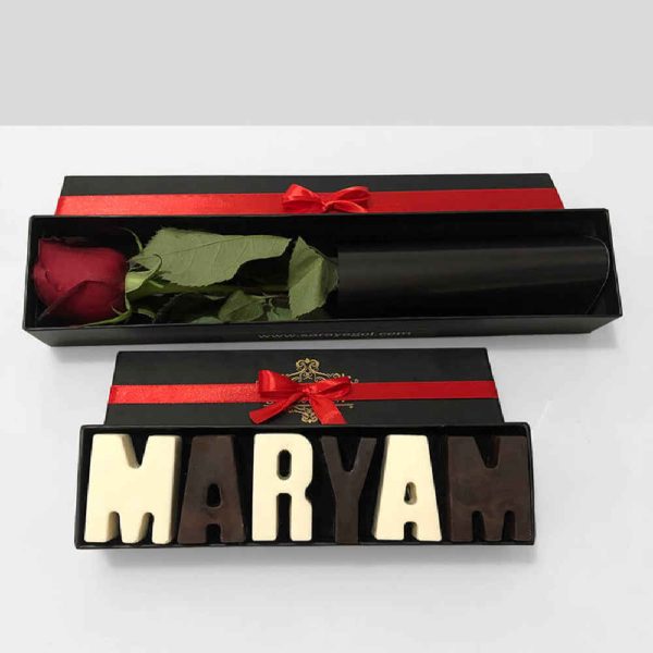 Personalized Name Chocolate & Red Rose Package