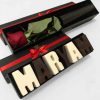 Personalized Chocolate Letter & Red Rose Gift Set