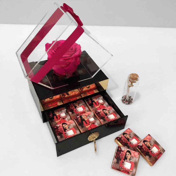 Pink Eternal Rose & Customized Chocolate