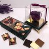 Purple Eternal Rose with Personalised Chocolate Set
