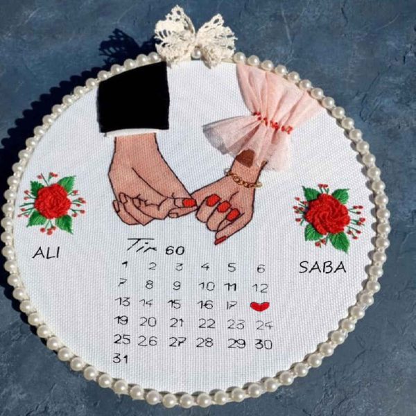 Embroidered Romantic Tableau Hands Design