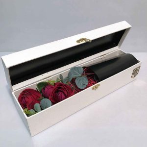 Artificial Red Rose Flower with Leather Box