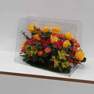 Orange Rose Flower Arrangement with Transparent Bag Model Paliz
