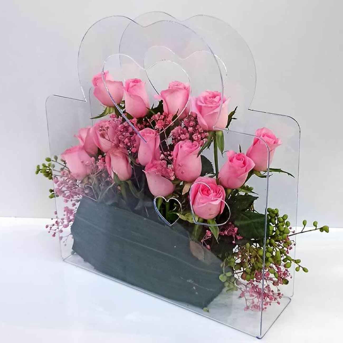 Rose Flower Arrangement with Transparent Bag