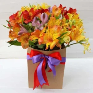 Alstroemeria Flower Box – 6 Colorful Stems, Elegant Gift for Birthdays & Anniversaries