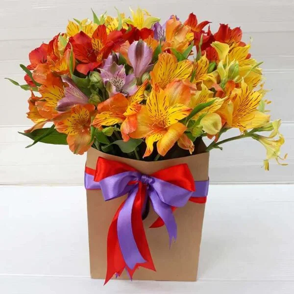 Main image of Alstroemeria Flower Box – 6 Colorful Stems, Elegant Gift for Birthdays & Anniversaries