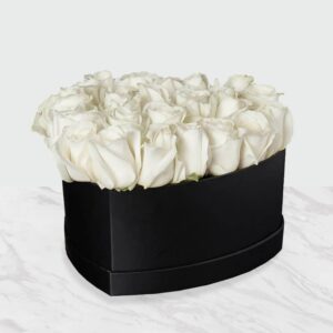 Heart-Shaped White Rose Box – A Beautiful Gift for Mother's Day with Elegant Floral Arrangement