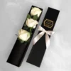 Thumbnail 2: White Rose Gift Box – 3 Stems in Black with Ribbon, Simple & Elegant for Formal events