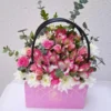 Mother's Day Floral Gift Box – Luxurious Arrangement with Pink Roses, Alstroemeria, Chrysanthemums in a Beautiful Pink Box