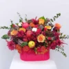 Premium Flower Box Featuring Roses, Chrysanthemums, and Carnations, Perfect for Refined Celebrations
