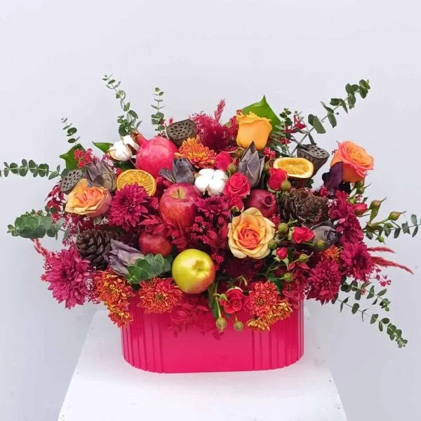 Main image of Premium Flower Box Featuring Roses, Chrysanthemums, and Carnations, Perfect for Refined Celebrations