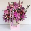 Super Luxury Flower Stand with Pink Roses, Orchids, and Decorative Leaves – Perfect for Surprising Ladies
